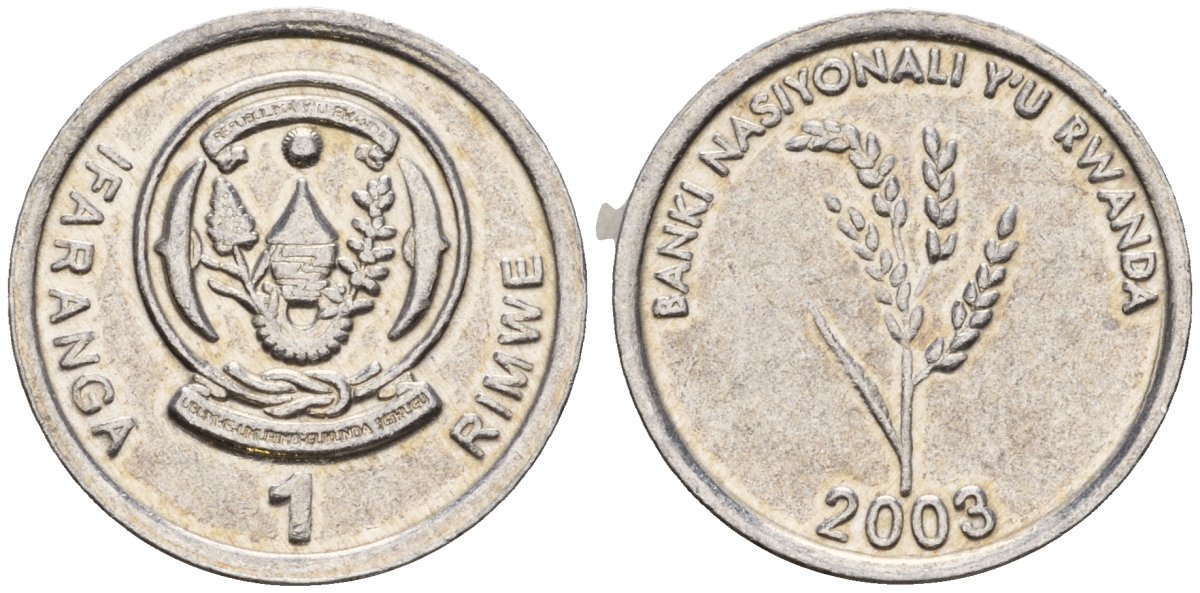 Руанда 1 франк 2003 KM 22 алюминий UNC 4181-1153