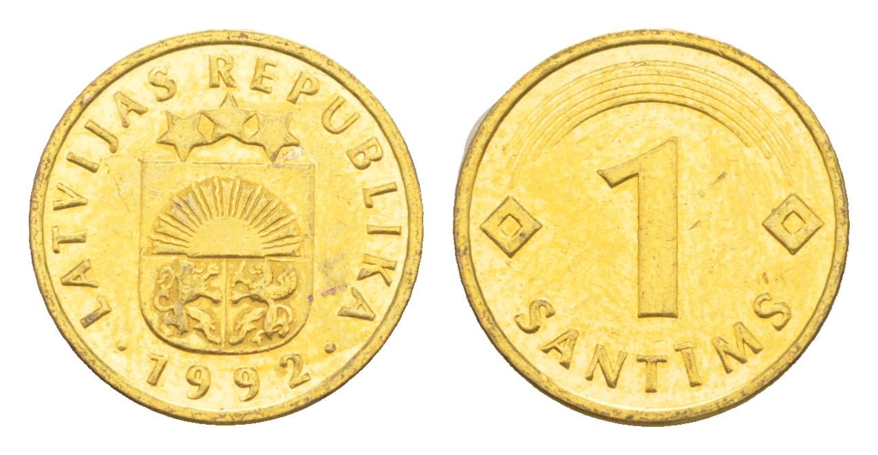 Латвия 1 сантим 1992 KM 15 сталь плакированая медью 4115-1032