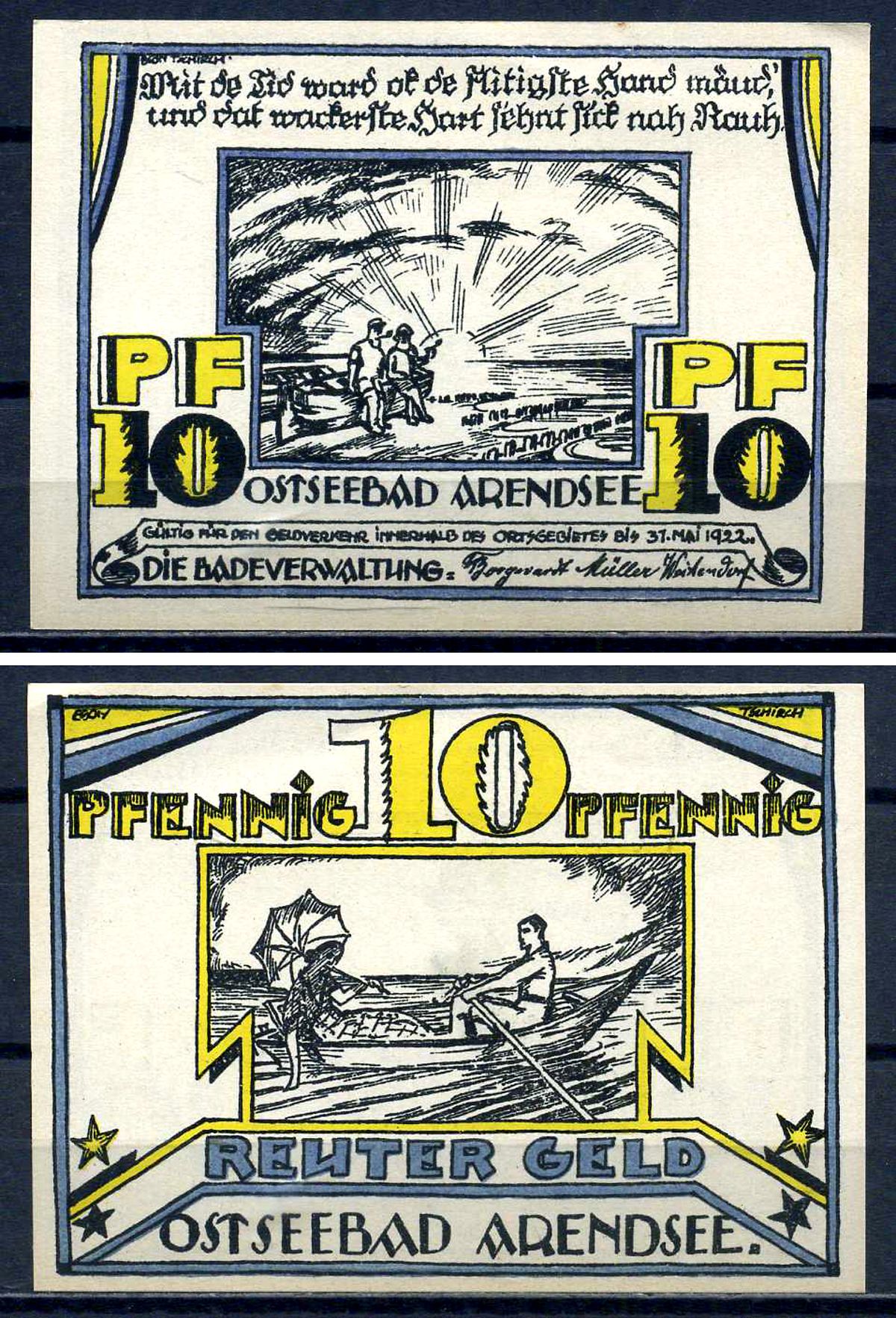 Ардензе (Мекленбург-Шверин) 10 пфеннигов 1922 бумага aUNC 7556-21-4-2