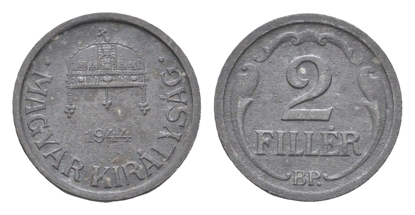 Венгрия 2 филлера 1944 BP KM 519 цинк 4665-562