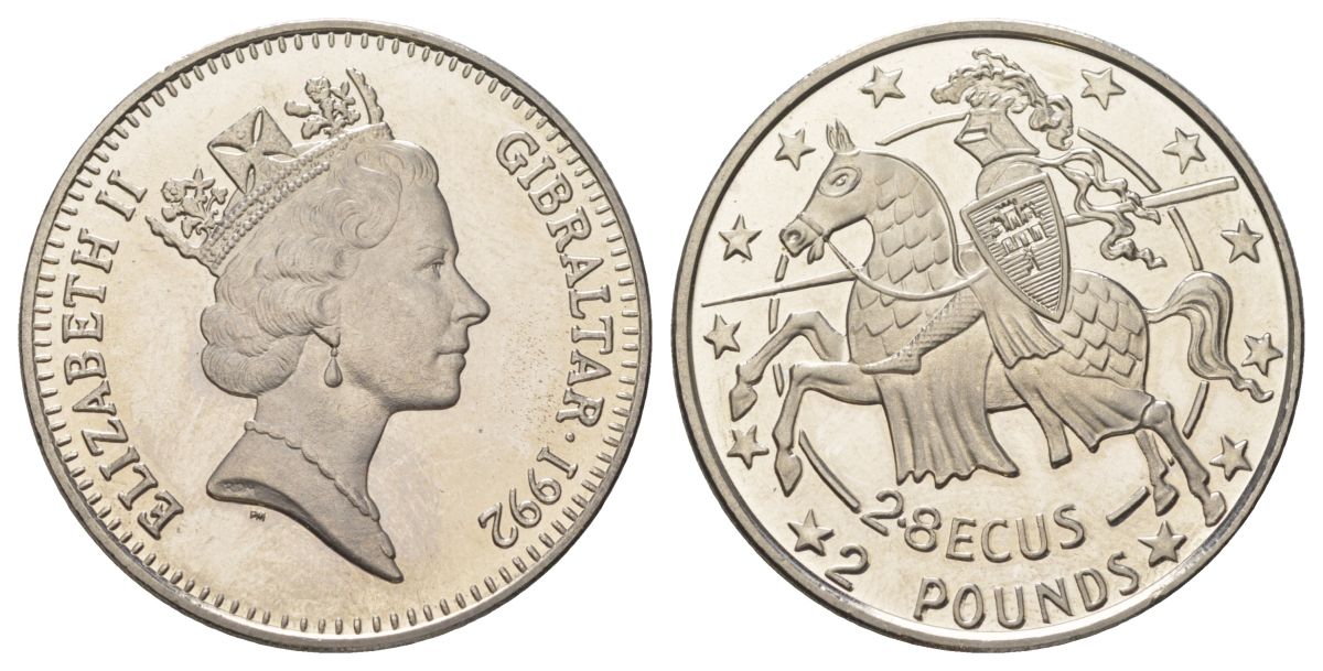 Гибралтар 2,8 экю 1992 рыцарь KM 293 медно-никель BU 11-069-25