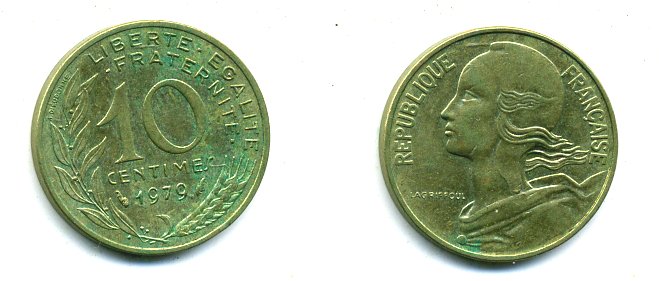 ФРАНЦИЯ 10 САНТИМОВ 1979 ТИП MARIANNE КМ 929 медь алюминий никель 3999-712