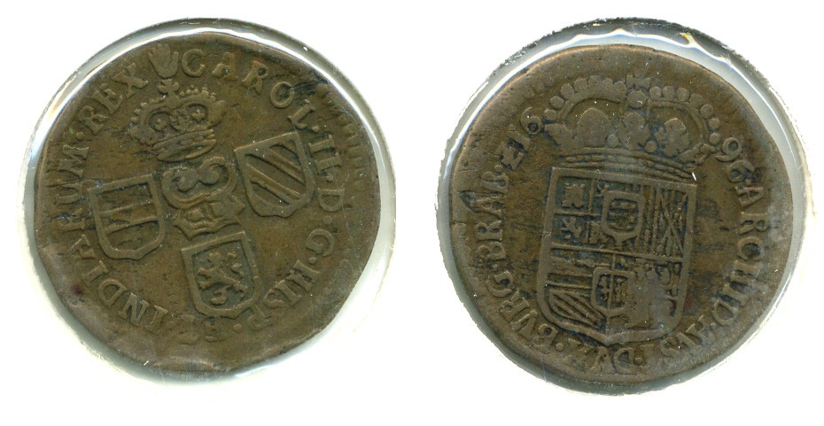 ИСПАНСКИЕ НИДЕРЛАНДЫ ФЛАНДЕРС 1 ЛИАРД 1696 KM 81.2 медь 503-322