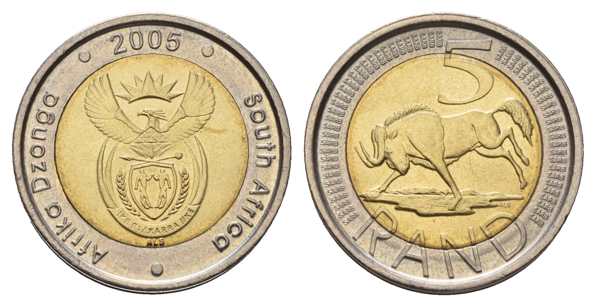 ЮАР 5 рандов 2005 KM 297 биметалл UNC 4678-231