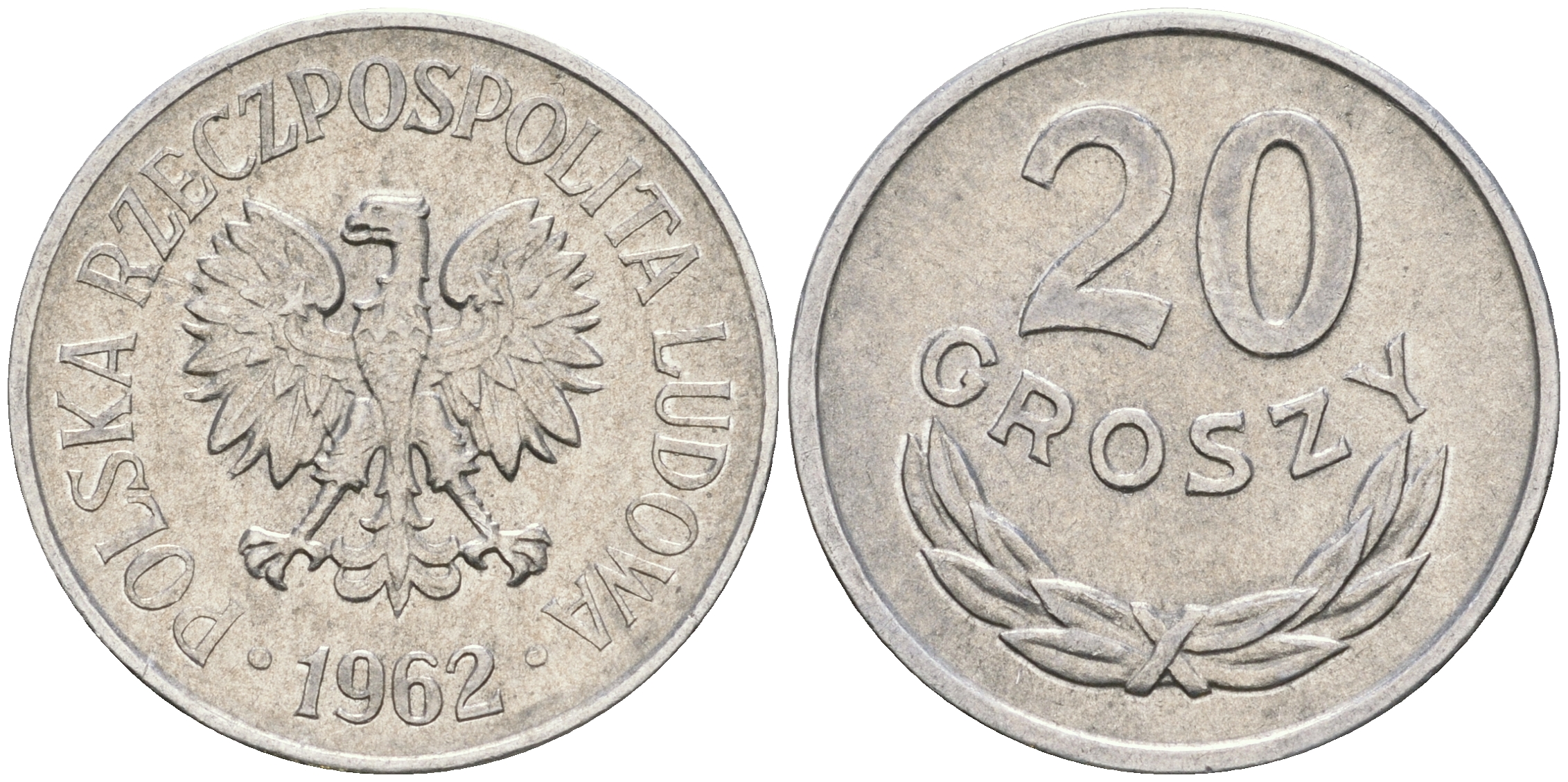 Польша 20 грошей 1962 MW KM А47, Parchimowicz 208c алюминий 08-925