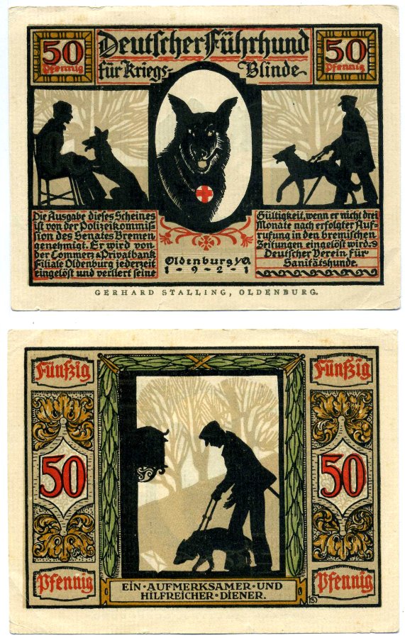 Ольденбург 50 пфеннигов 1921 нотгельд, земля Нижняя Саксония Grabowski 1016.1а бумага 2195-25-2-1