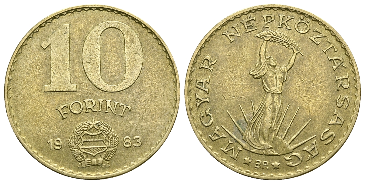 Венгрия 10 форинтов 1983 Статуя свободы KM 636 алюминиевая бронза 4385-835