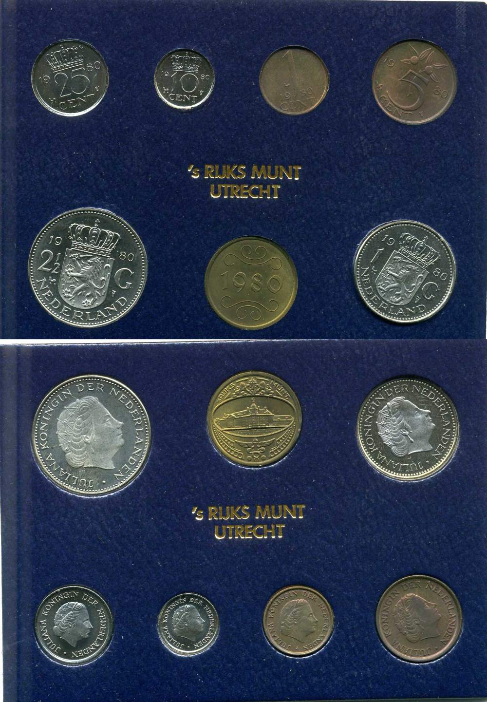 Нидерланды госнабор из 6 монет + жетон 1980 медно-никель UNC 7-5-1-33