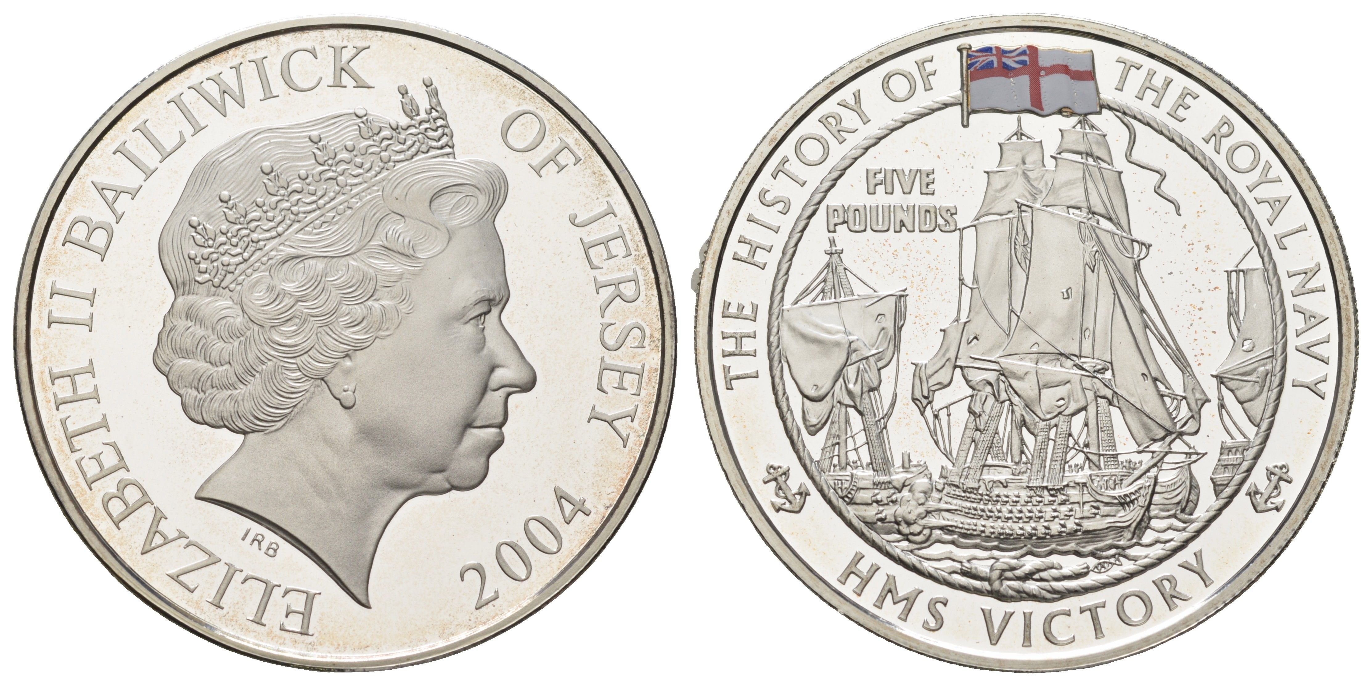 Джерси 5 фунтов 2004 История Королевского флота - HMS Victory KM 133a серебро PROOF 11-084-42