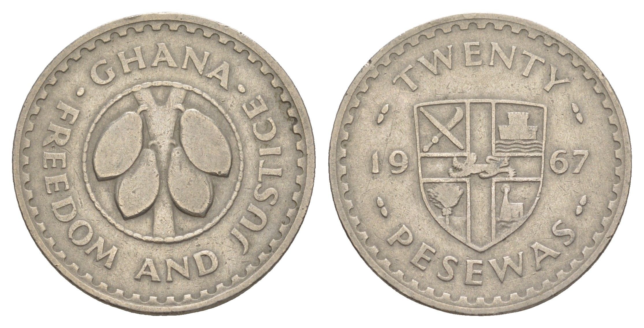 Гана 20 песев 1967 KM 17 медно-никель 4634-823