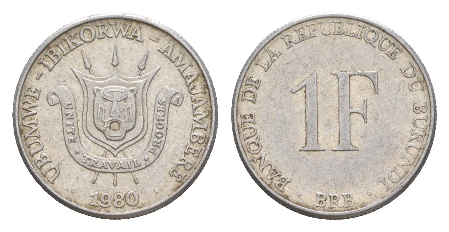 Бурунди 1 франк 1980 KM 19 алюминий 4647-1223