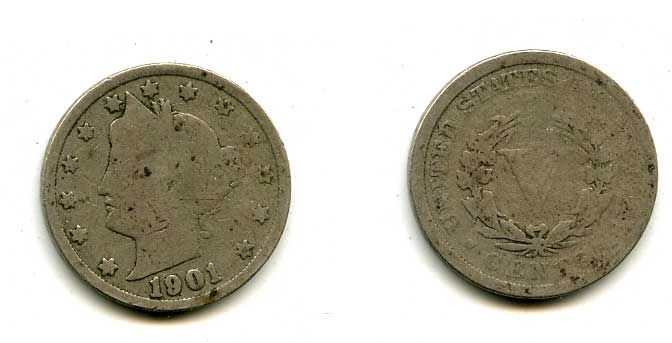 США 5 ЦЕНТОВ 1901 37-241