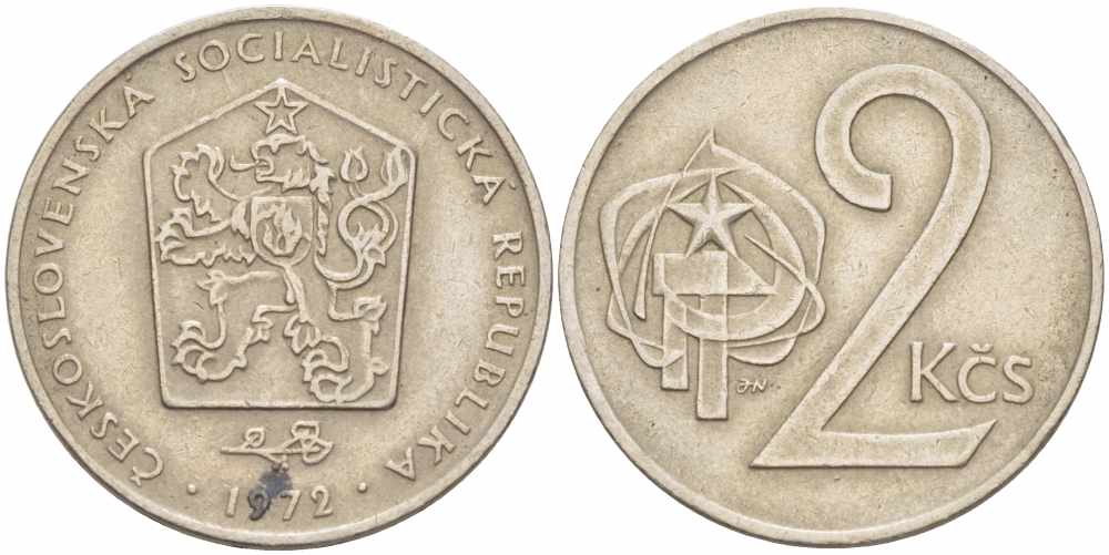 Чехословакия 2 кроны 1972 KM 75 медно-никель 108-1055