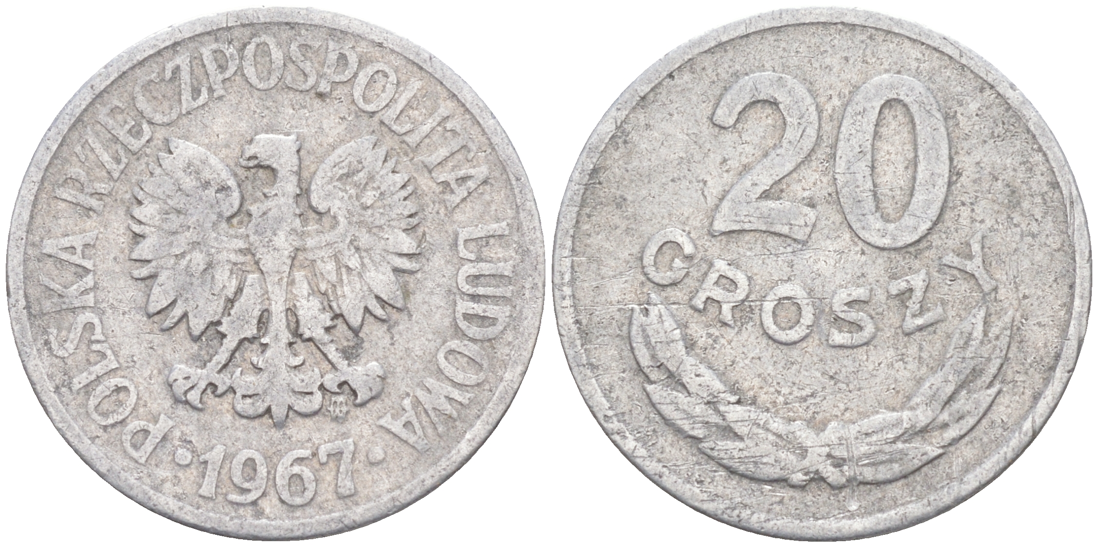 Польша 20 грошей 1967 MW KM А47 алюминий 106-435