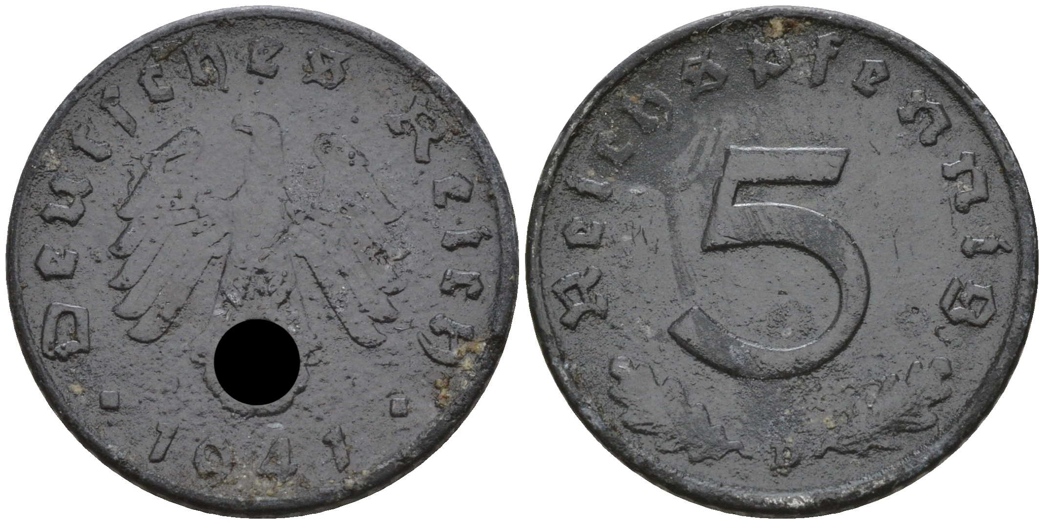 Германия 5 рейхспфеннигов 1941 D KM 100,  J. 370 цинк    4152-1033