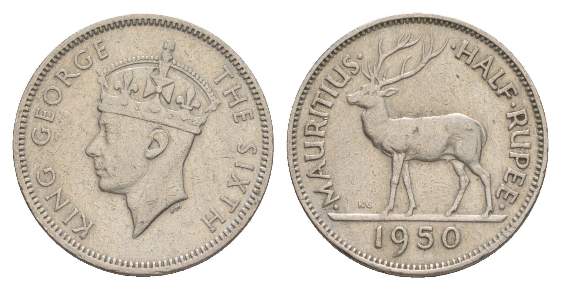 Маврикий 1/2 рупии 1950 KM 27 медно-никель 4617-863