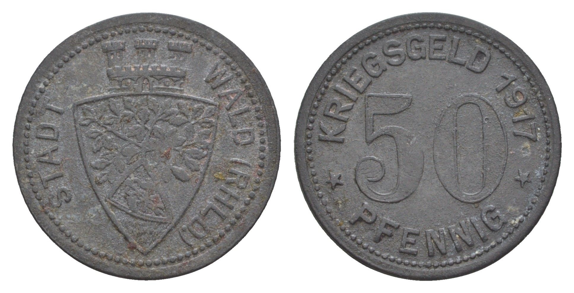 Вальд 50 пфеннигов 1917 Пфеотцервальд Funck 567.1, Men05 25892.1, Men18 32550.1 цинк 1527-642