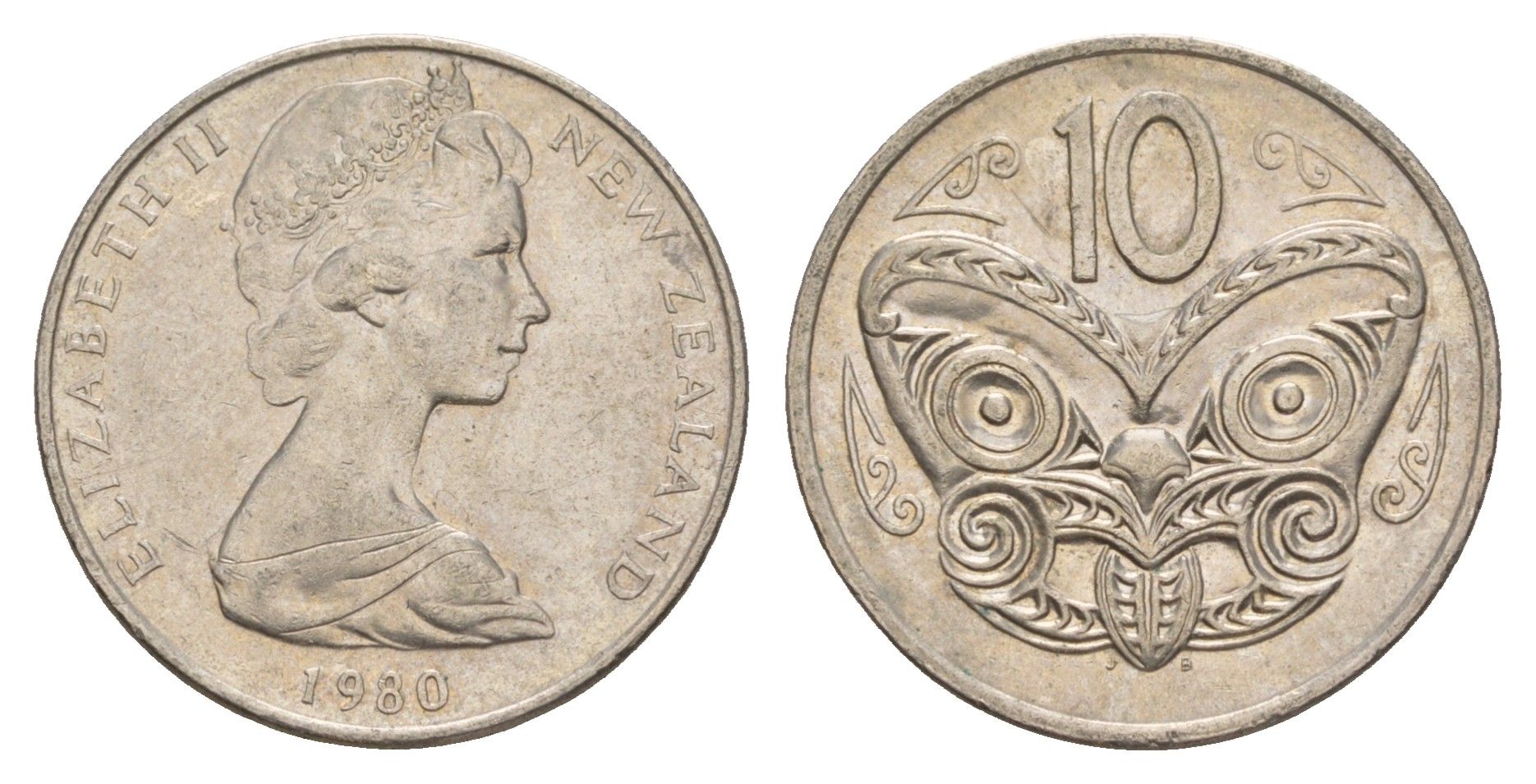 Новая Зеландия 10 центов 1980 KM 41.1 медно-никель 4179-1026