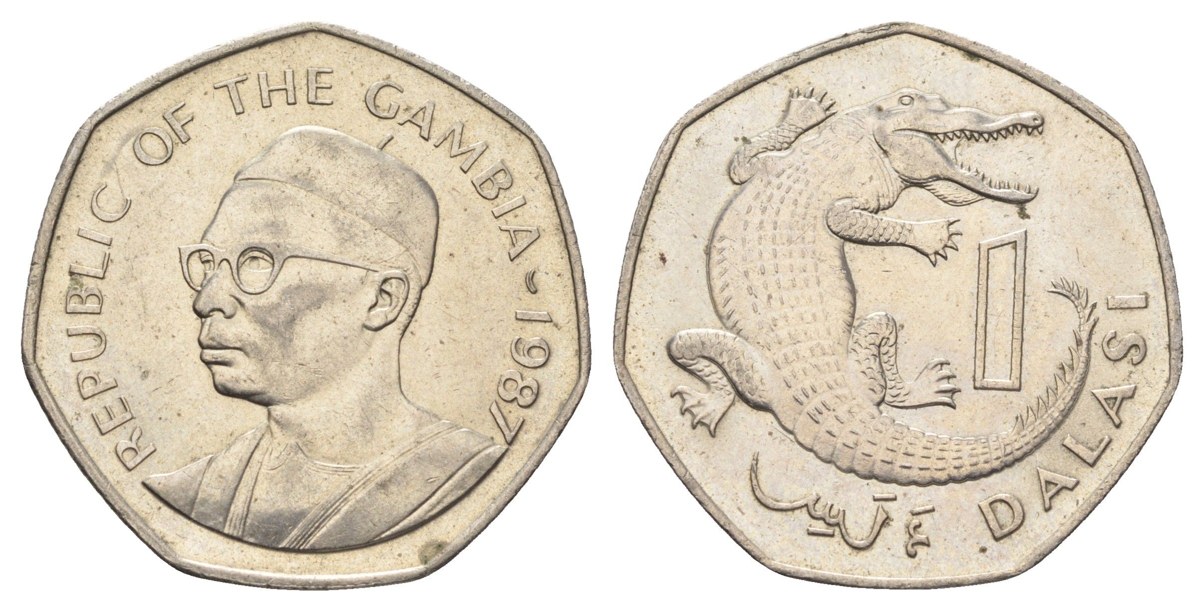 Гамбия 1 даласи 1987 год-тип KM 29 медно-никель aUNC 4667-531