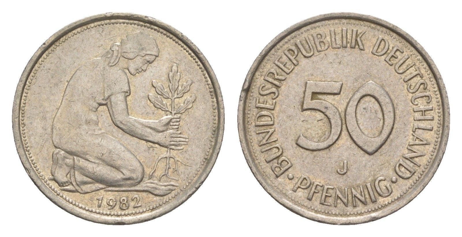 ФРГ 50 пфеннигов 1982 J KM 109.2, J. 384a медно-никель 4632-615
