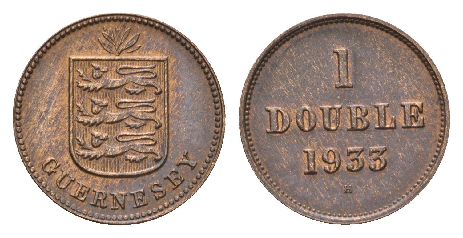 Гернси 1 дабл (дубль) 1933 KM 11 бронза 4655-512