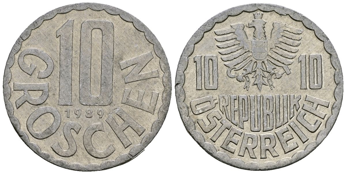 Австрия 10 грошей 1989 KM 2878 алюминий 4135-257