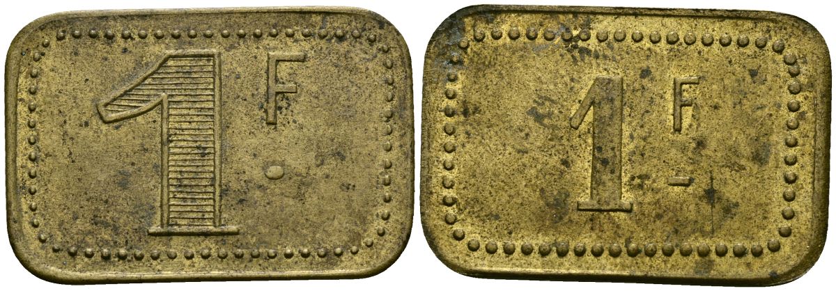 Франция 1 франк ND ресторанный жетон латунь 4166-133