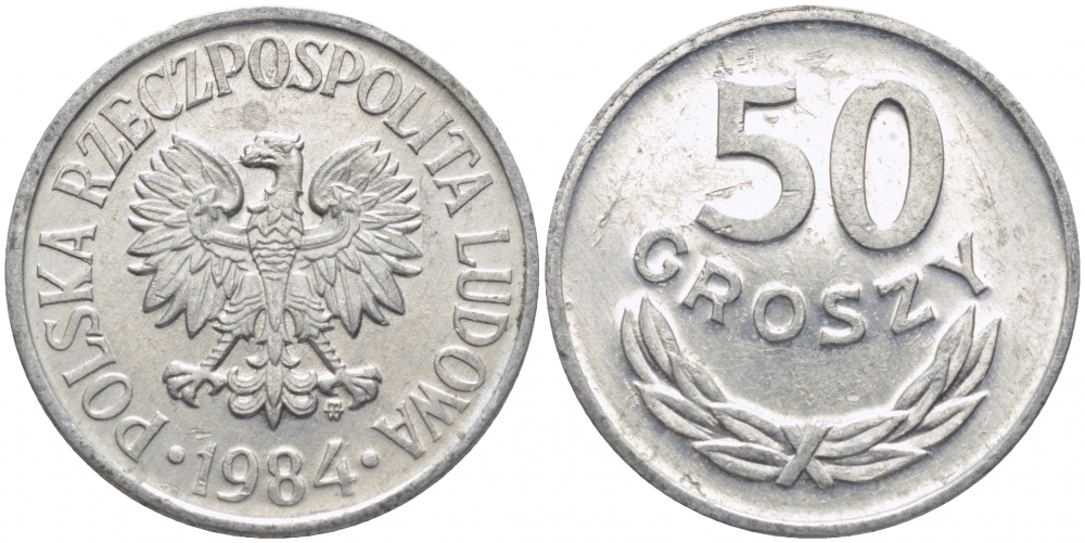 ПОЛЬША 50 ГРОШЕЙ 1984 MW KM 48.1 алюминий UNC 4448-241