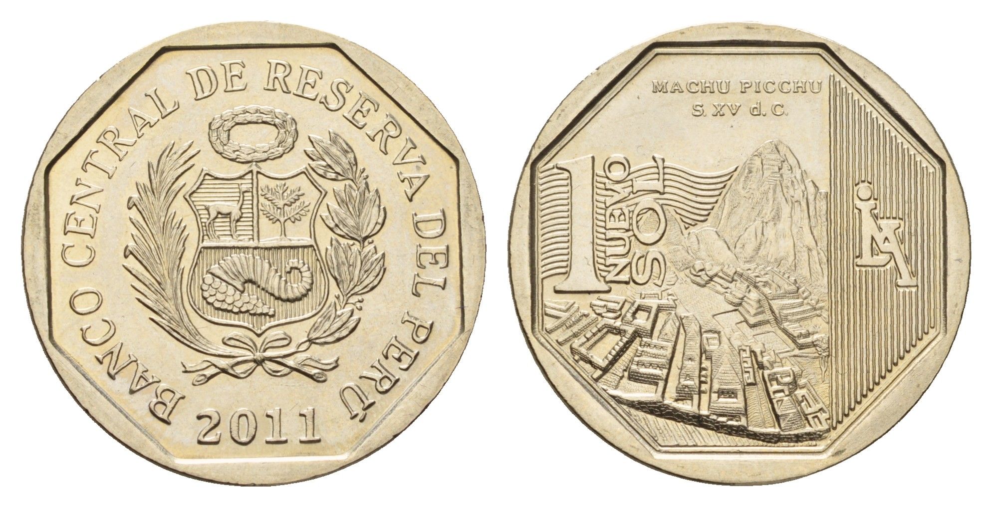 Перу 1 новый соль 2011 Богатство и гордость Перу - Мачу-Пикчу KM 346 медь цинк никель UNC 3334-551