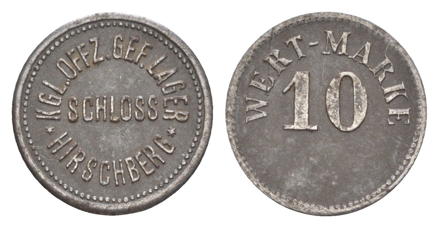 Хиршберг 10 пфеннигов ND тюремный жетон - KGL. Offz. Gef. Lager Men05 11627.2, Men18 14554.2 железо 1528-442