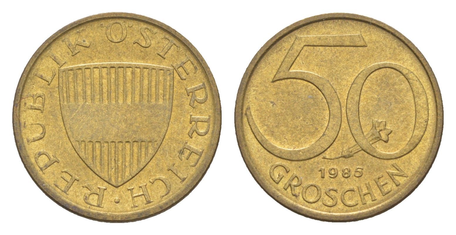 Австрия 50 грошей 1985 KM 2885 алюминиевая бронза UNC 4124-337