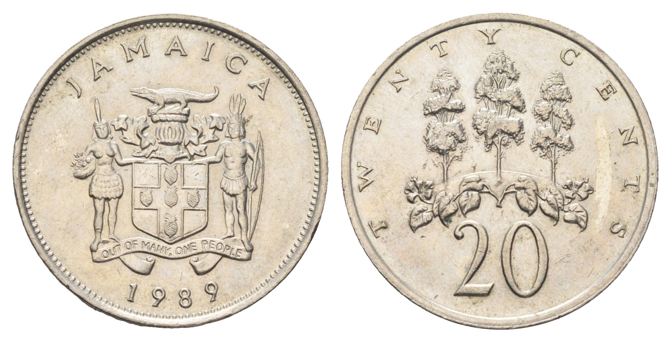 Ямайка 20 центов 1989 KM 48 медно-никель aUNC 4661-1122