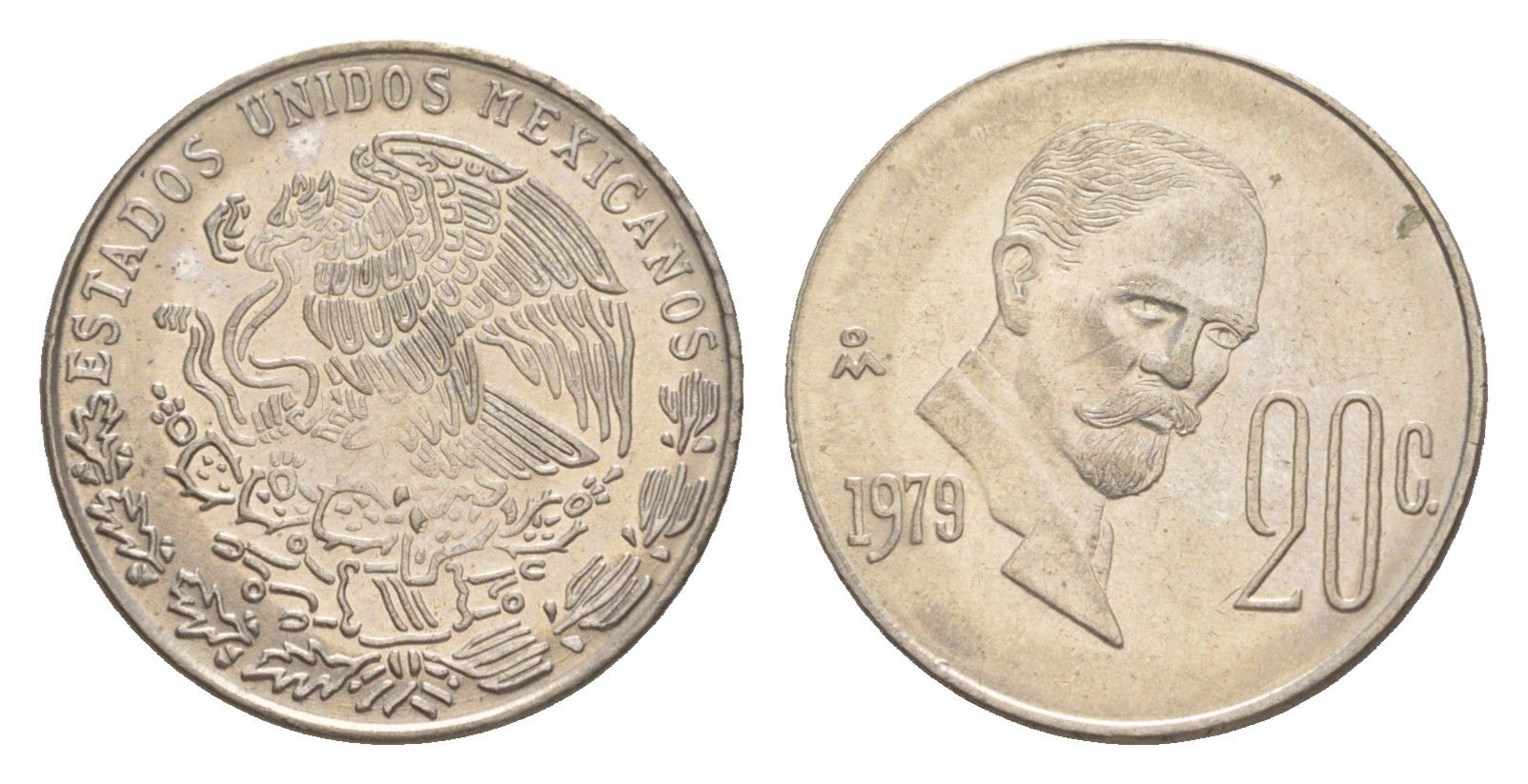 Мексика 20 сентаво 1979 Mo, Франциско Индалеси KM 442 медно-никель 4636-467