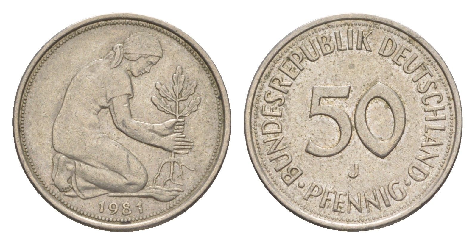 ФРГ 50 пфеннигов 1981 J KM 109.2, J. 384a медно-никель 4632-466