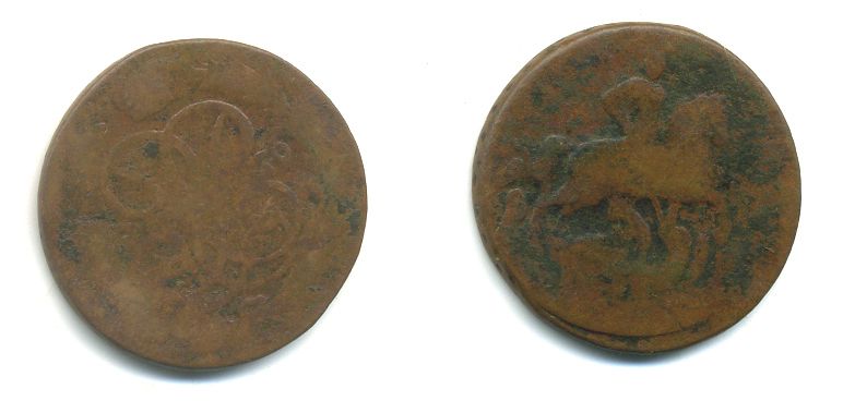 РОССИЯ 1 КОПЕЙКА 1759 медь 61-317