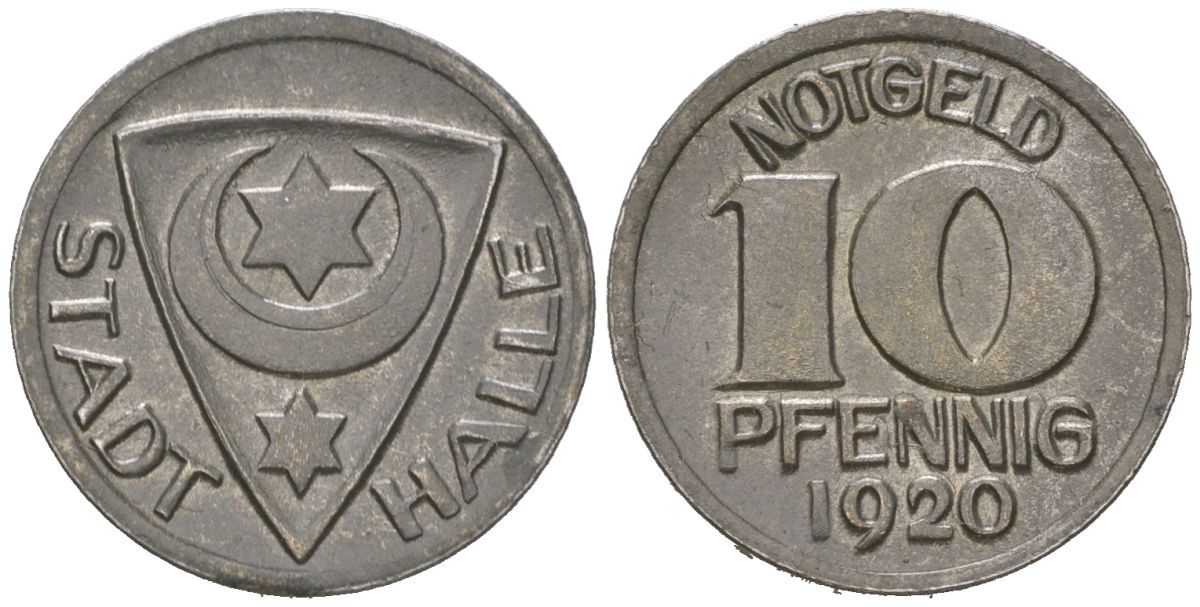 Галле 10 пфеннигов 1920 Funck 187.1, Men05 10324.1 железо 84-1655