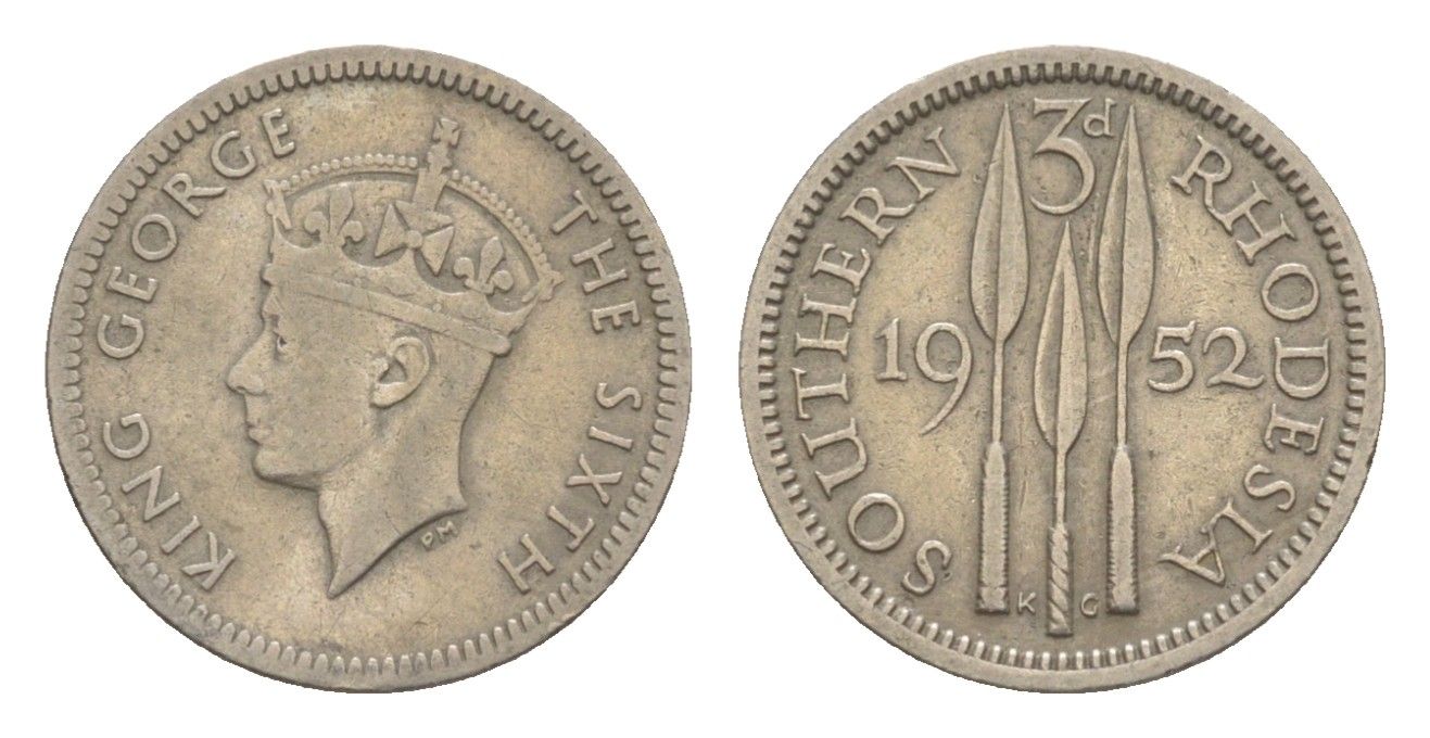 Южная Родезия 3 пенса 1952 Георг VI (1936-1952) KM 20 медно-никель 4178-128