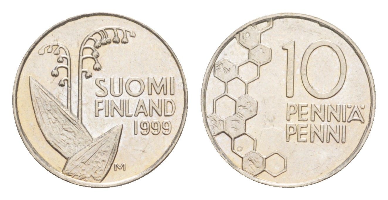 Финляндия 10 пенни 1999 KM 65 медно-никель 4647-361