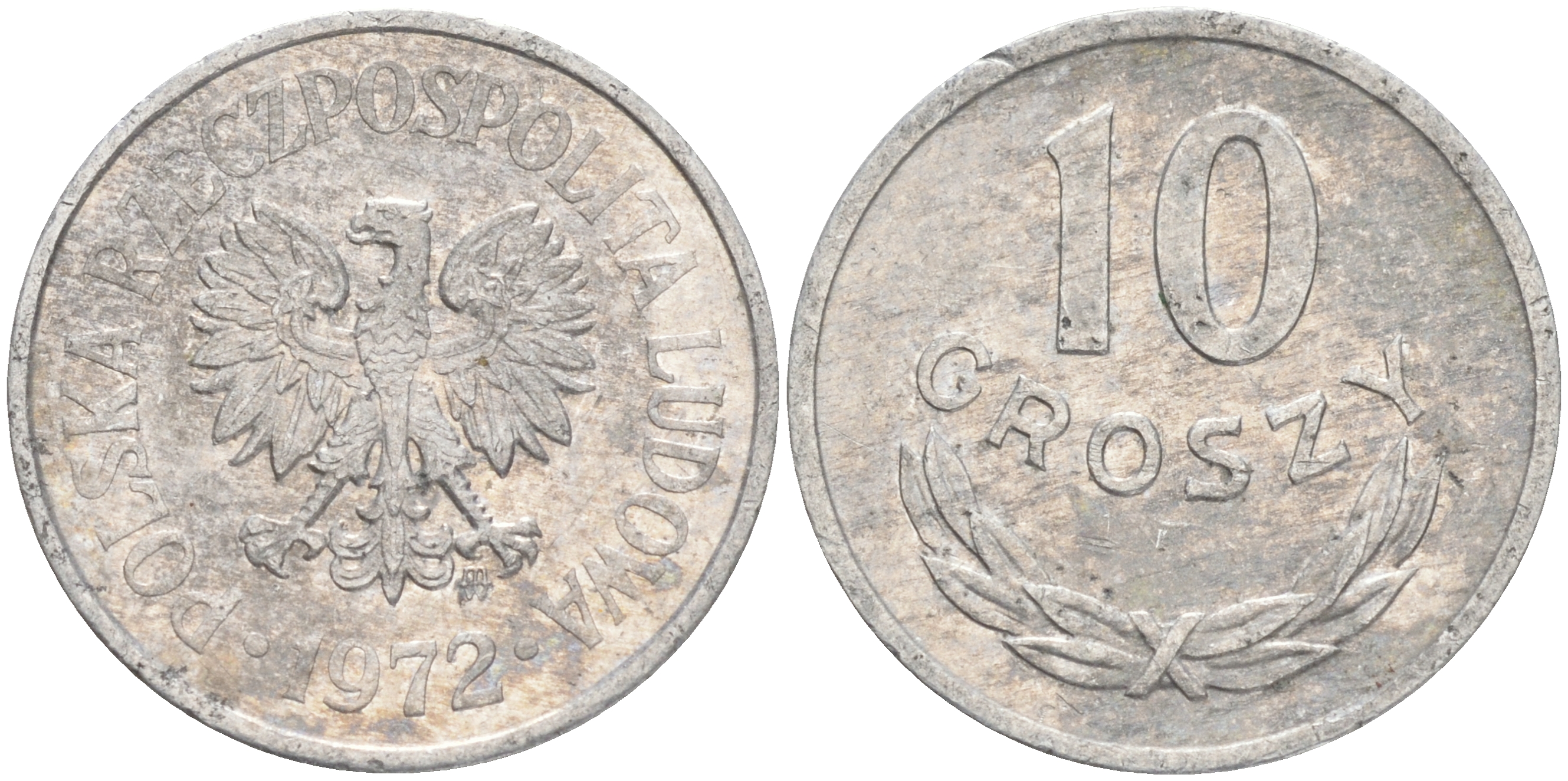 ПОЛЬША 10 ГРОШЕЙ 1972 MW KM АА47 алюминий 4528-368