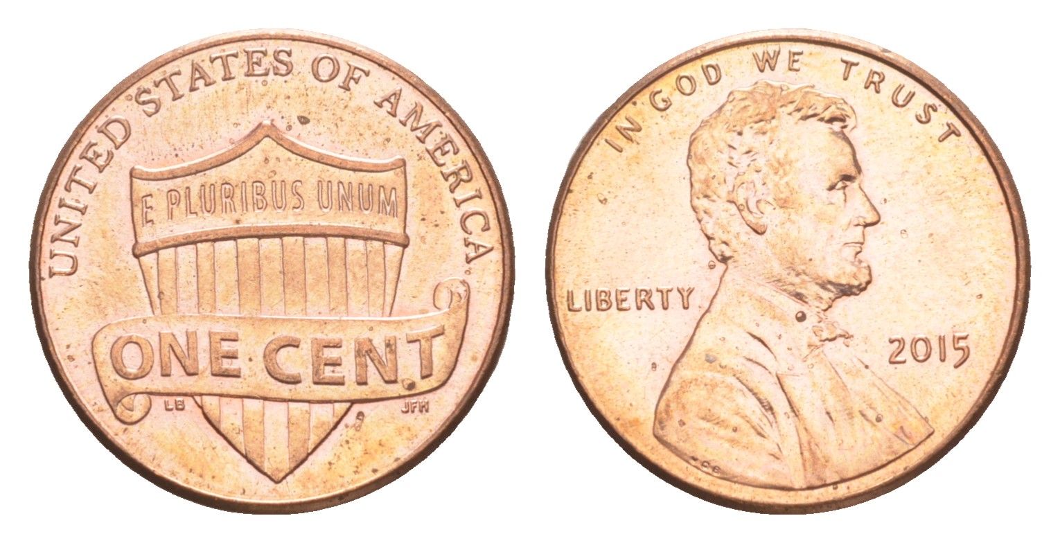 США 1 цент 2015 KM 468 цинк плакированный медью UNC 4613-342