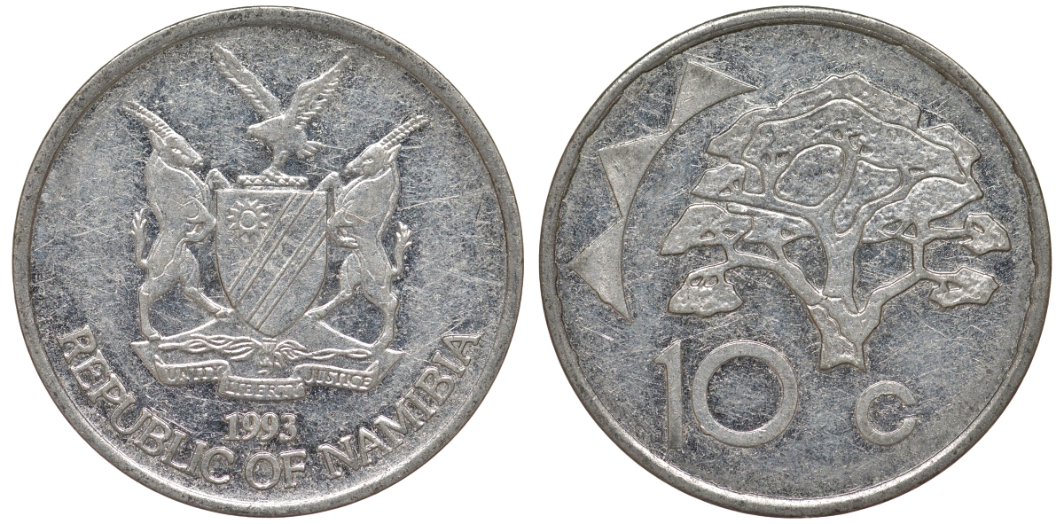 Намибия 10 центов 1998 дерево KM 2 никелированная сталь 4163-914