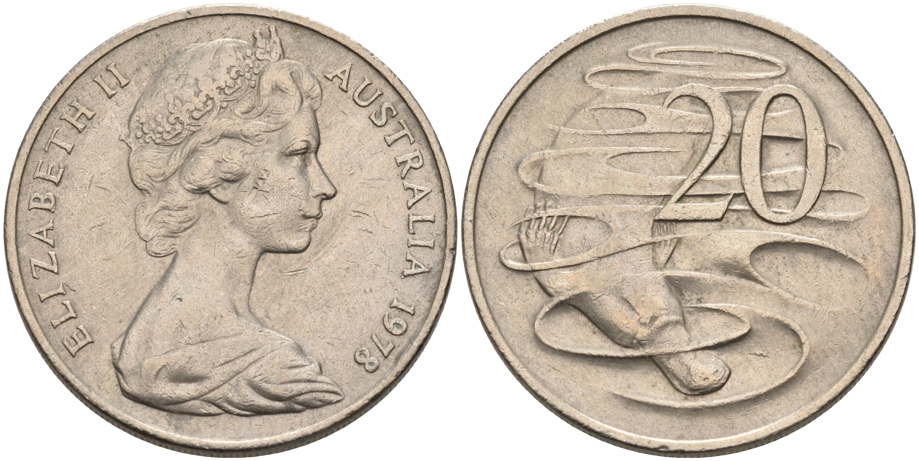 Австралия 20 центов 1978 Елизавета II (1952-2022), утконос KM 66 медно-никель 4565-824
