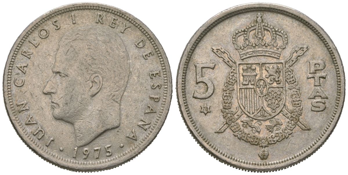 Испания 5 песет 1975 (78), Хуан Карлос I (1975-2014) KM 807 медно-никель 4621-443