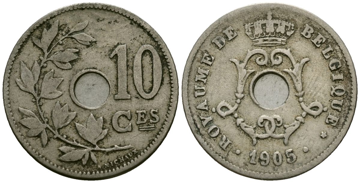 Бельгия 10 сантимов 1905 Belgique KM 52 медно-никель 4172-836