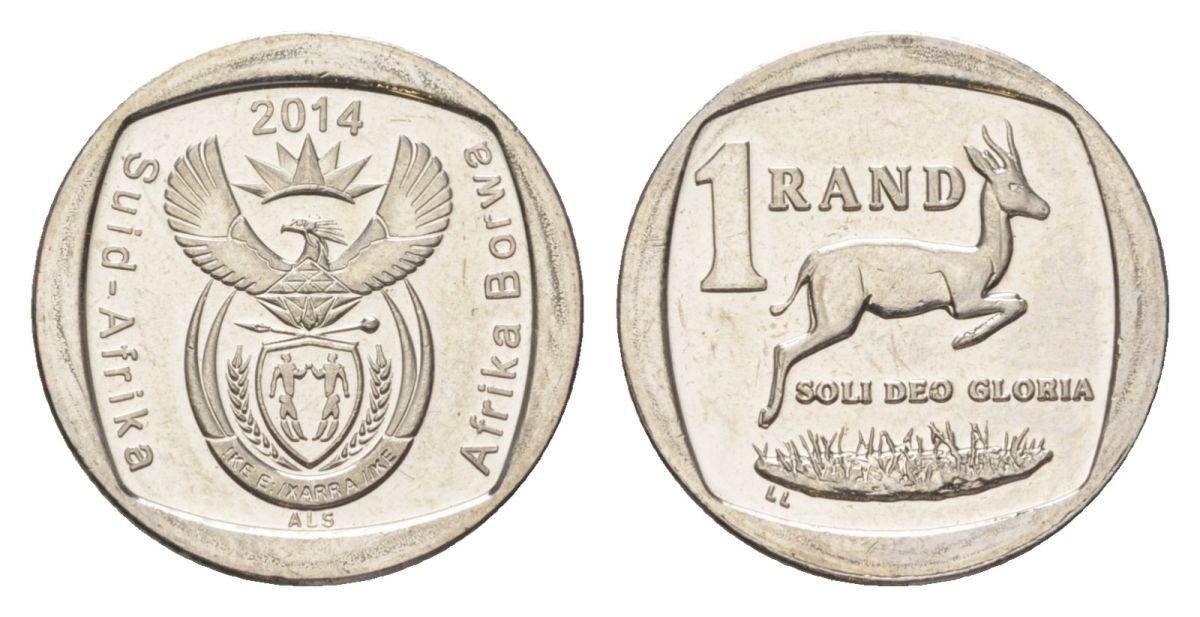 ЮАР 1 ранд 2014 медь плакированная никелем UNC 4627-566