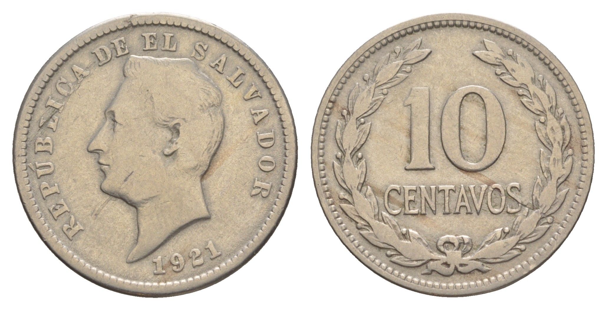 Сальвадор 10 сентаво 1921 KM 130 медно-никель 1522-533