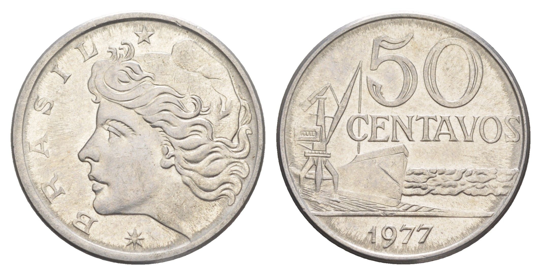 Бразилия 50 сентаво 1977 KM 580b нержавеющая сталь UNC 4642-1127