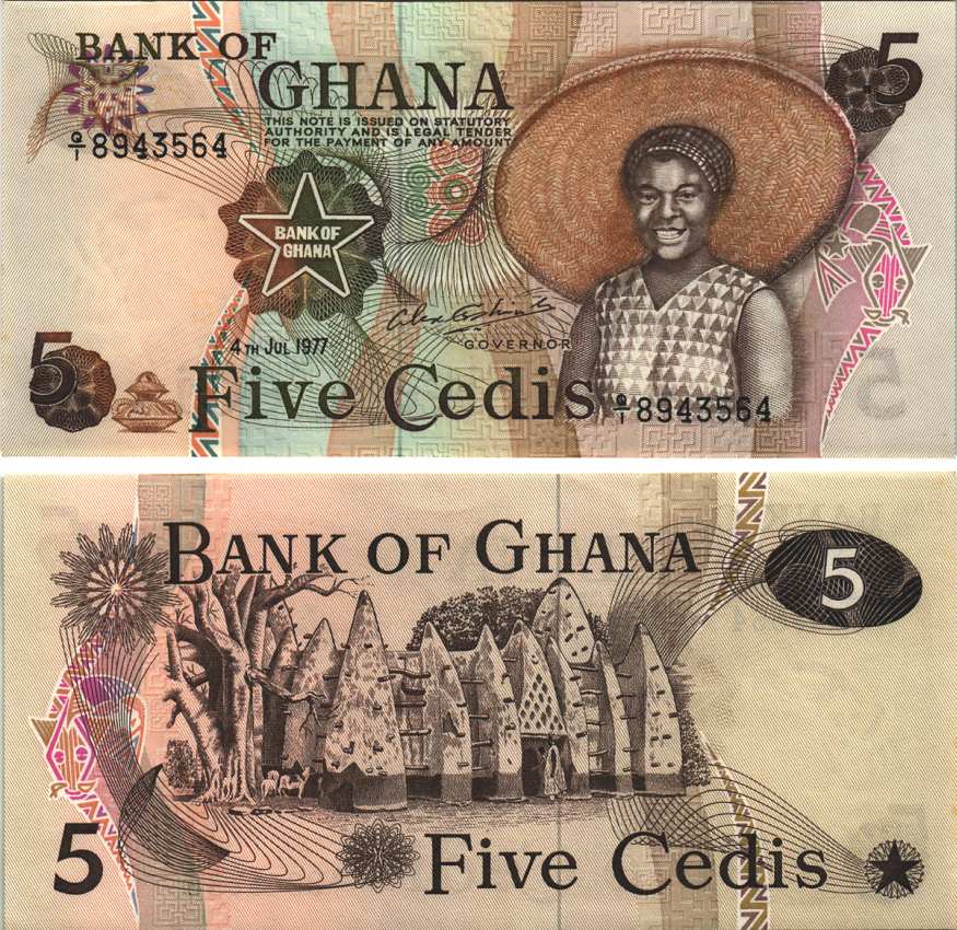 Гана 5 седи 1977 Мечеть Ларабанга Pick 15 b бумага UNC (пресс) 6299-55-1-2