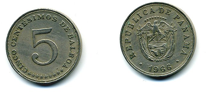 Панама 5 сентесимо 1966 KM 23.2 медно-никель 29-1227