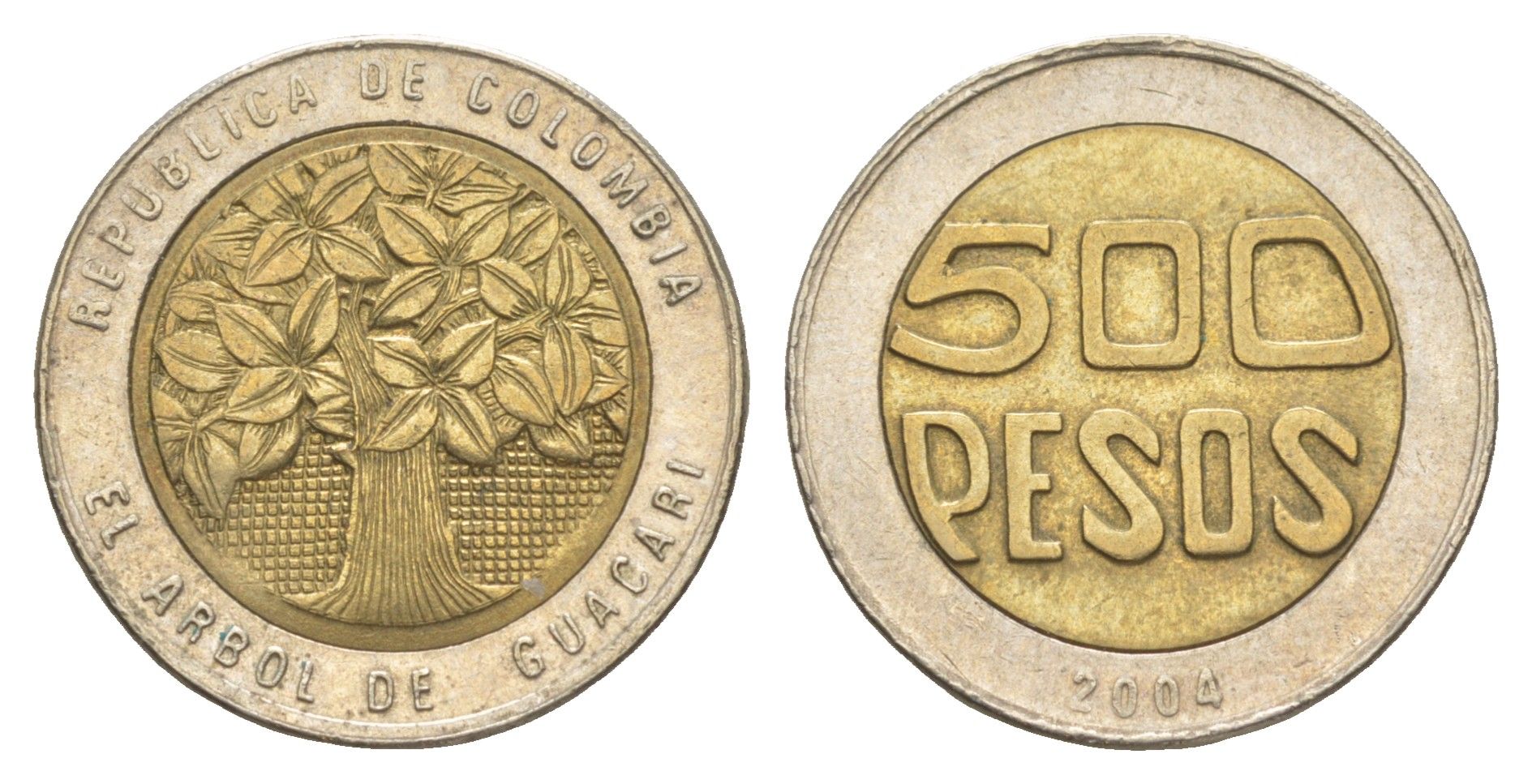 Колумбия 500 песо 2004 KM 286 биметалл 4638-233